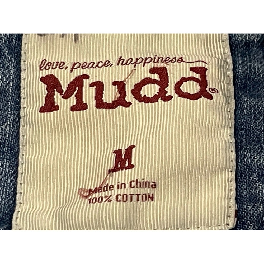 Mudd Distressed Denim Jacket Size Medium Stonewashed  100% Cotton Embroidered‎ - Picture 8 of 8